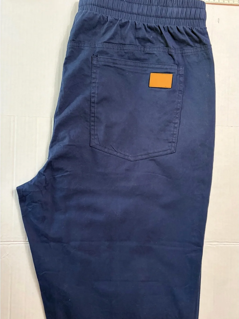 NWT JMIERR Men's Casual Drawstring Joggers Navy Blue Twill Pants‎ Size 2XL